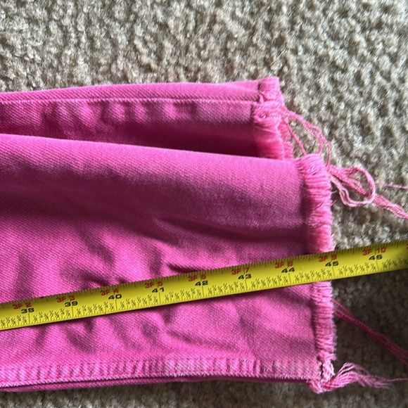 Zara The Boogie Pant High Rise Wide Leg Raw Hem Jeans Pink Sz 6 - Picture 8 of 10